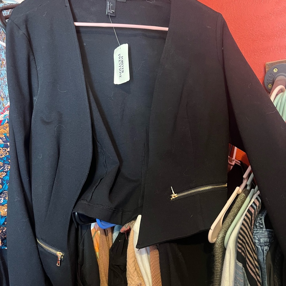 Black Blazer with Zipper Accents